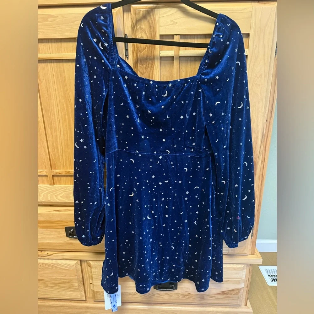New with Tags - Cider Midnight Blue Celestial Velvet Dress - Picture 2 of 6